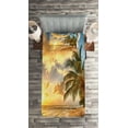 thumbnail image 2 of Ambesonne Tropical Quilted Coverlet 2 Pcs, Exotic Sandy Beach, Twin Size, Cream Blue, 2 of 2