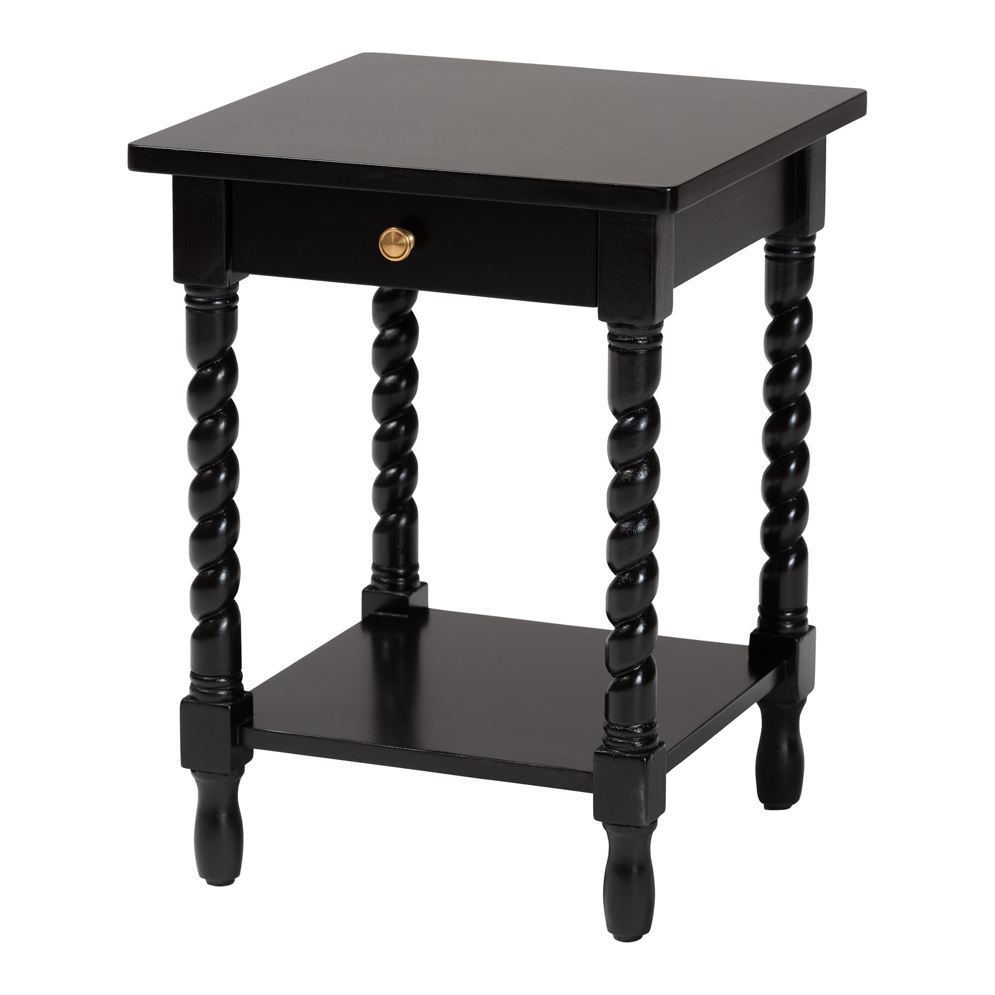 bali & pari Niklas Mid-Century Nightstand, 1-Drawer, Black
