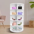 thumbnail image 4 of 5 Tier Rotating Shoe RackFree Standing Shoe Rack, 360° Circular Rotating Shoe Rack Tower Rotate Shoes Closet, Lazy Susan Shoe Rack Tower Shoe Organizer for Entryway Living Room Hallway (White 5-Tier), 4 of 7