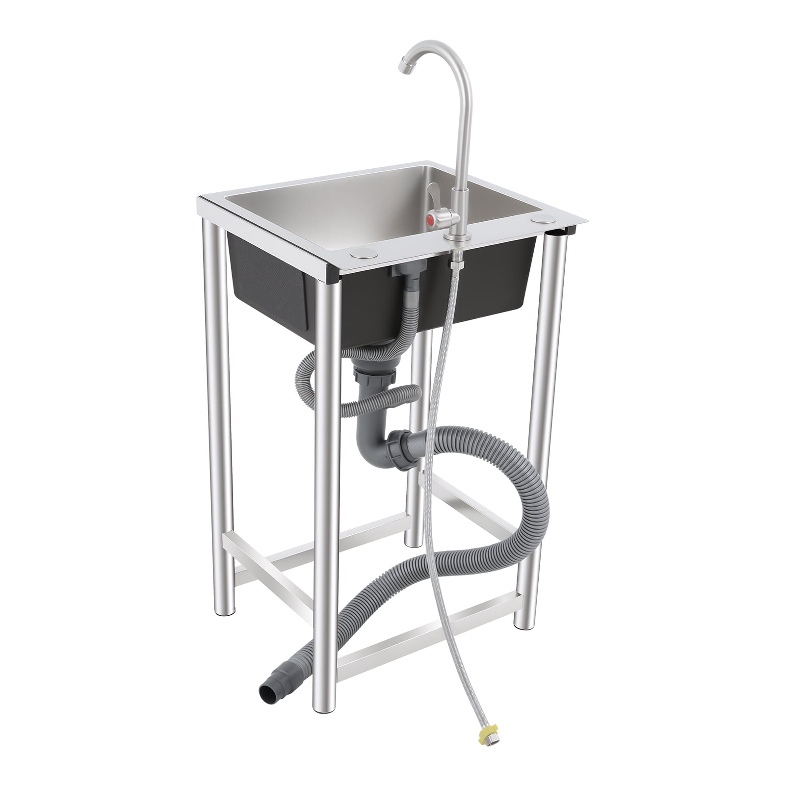 Vintoro Stainless Steel Kitchen Sink with Faucet, Free Standing Utility Sink, Single Bowl Commercial Sink