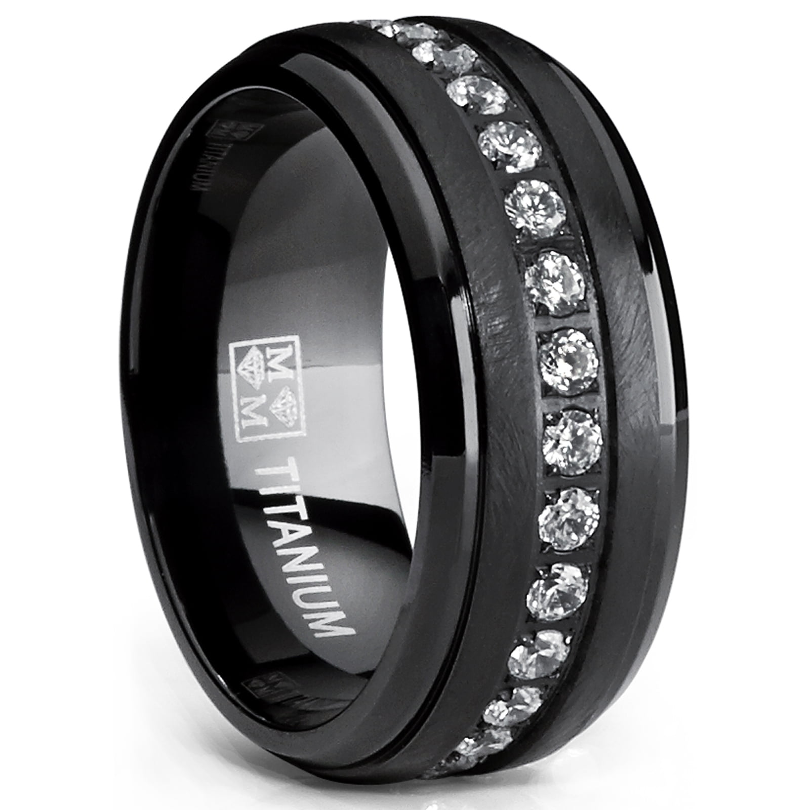TITANIUM Black Plated RING BAND with Gold Plated Engraved Accent size 13! 