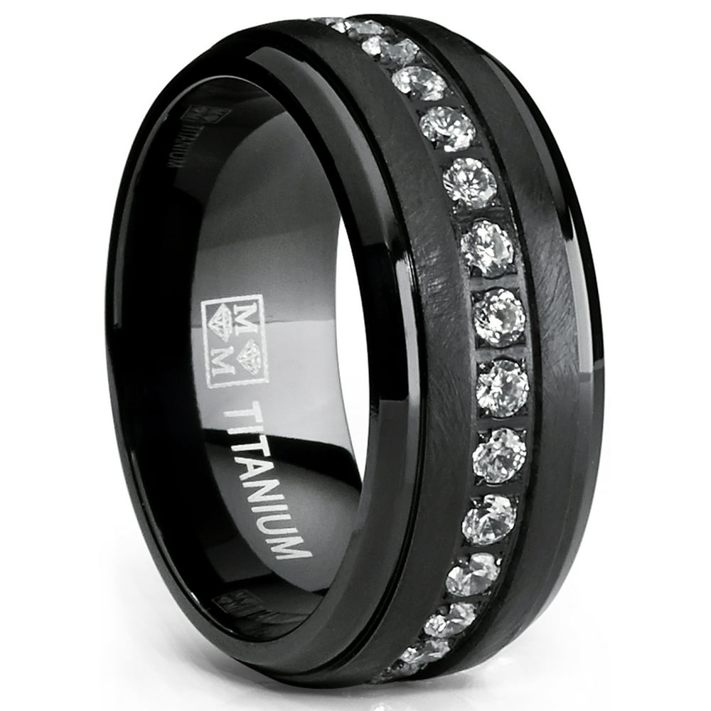 RingWright Co. - Black Titanium Men's Eternity Wedding Band Ring with