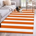 thumbnail image 2 of Burnt Orange Striped Large Area Rugs for Bedroom Living Room, Soft Non Slip Carpet Bedside Rug, Thanksgiving Orange White Stripes Rectangular Floor Cover Kitchen Accent Rug 3'x5' for Office, 2 of 9