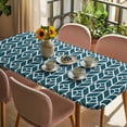 thumbnail image 3 of Geometric Table Cloths for 5 Foot Rectangle Tables, Modern Abstract Lines Texture Teal Patio Waterproof Elastic Fitted Tablecloths, Washable Rectangular Table Cover for Camping, 3 of 8