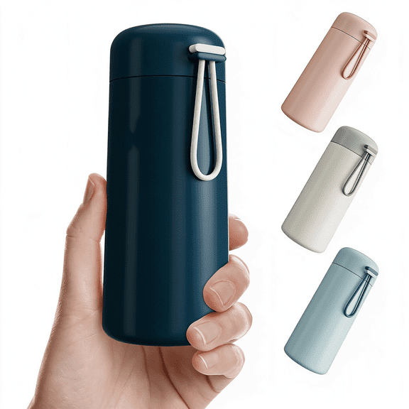 BPPEG Small Water Bottles 8 Oz, 304 Stainless Steel, Double Wall Vacuum Insulated for Hot & Cold Drinks, Mini Water Bottle with Carry Handle, 100% Leakproof (Dark-Blue)