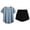 Blue, variant on Shorts Sets Women 2 Piece Side Split Half Sleeve Oversized Shirt and Biker Short Set Athleisure Running Shorts Sets
