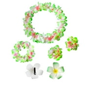 5PCS Hawaiian Luau Leis Party Decorations Supplies - Tropical Tiki Flowers Necklaces Bracelets Bulk Summer Pool Decor Favors Ornaments