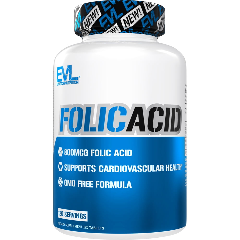Folic Acid 800mcg Tablets EVLution Nutrition Vitamin B9 Folate