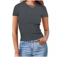 thumbnail image 2 of Eres Más Que una Camisa de Puntuación de Prueba Sexy de Manga Corta Lentejuelas Suelta Camisa de Blusa con Cuello en V, Poliéster, 2 of 6