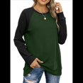 thumbnail image 3 of Sudadera Ligera de Larga con Cuello Redondo y Diseño Raglán con Bloques de Color para Mujer Verde Oscuro XL, 3 of 10