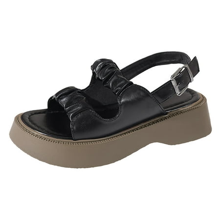 

KaLI_store Platform Sandals Sandals For Women Plantar Fasciitis Sandals For Flat Feet with Arch Support Thong Style Flip Flops Sandals for Comfortable Walk Khaki