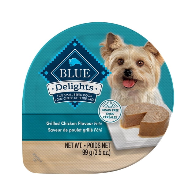 Blue Buffalo Delights Grilled Chicken Flavor, Pate Dog Food Tray, 3.5-oz,