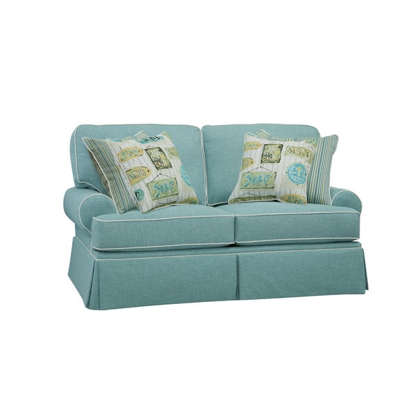 American Furniture Classics Model 8020S275A Coastal Aqua Series Loveseat with Four Accent