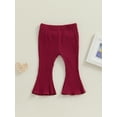thumbnail image 2 of Bagilaanoe Newborn Baby Girl Flare Pants Solid Color Ribbed Trousers 3M 6M 9M 12M 18M 24M Infant Elastic Waist Fall Bell Bottom Casual Leggings, 2 of 7