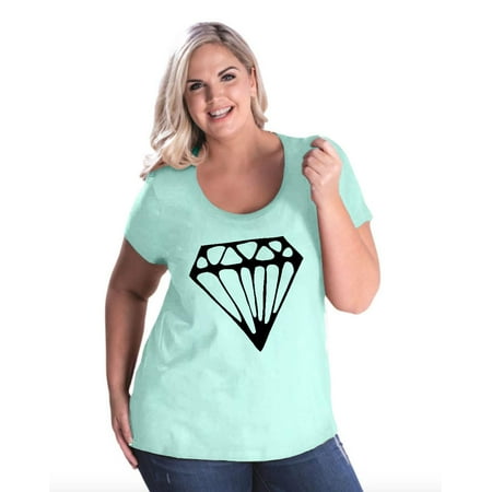 Artix - Women's Plus Size Curvy T-Shirt, up to Size 28 - Diamond