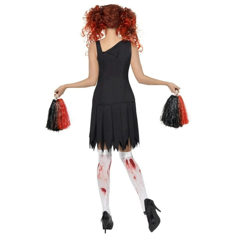 High School Horror Cheerleader Costume Adult Red Black High School Horror Cheerleader Costume Adult Red Black