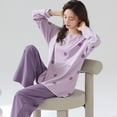 thumbnail image 5 of juego de pijama para mujer, ropa de dormir de manga larga, con almohadilla para el pecho, conjuntos de salón para mujer, conjuntos de cuello L (4 estilos), 5 of 5