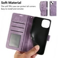 thumbnail image 4 of ELEHOLD Flip Wallet Case for iPhone 15 Pro Max Case Embossed Flower Butterflies Premium Leather Card Slots Kickstand Function Magnetic Clasp Detachable Wrist Lanyard Full Protective Case,purple, 4 of 6