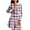 Pink, variant on Christmas Mid Length Plaid Winter Coat for Women Plush Cuffs Long Sleeve Crewneck Button Down Cardigan Jacket for Holiday Light Blue L