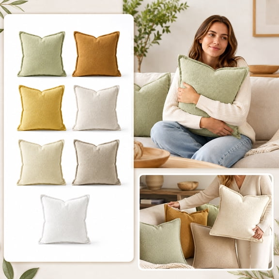 Soft Textured Knit Decorative Throw Pillow Covers Elegant Flanged Edge Cushion Cases Color Pillowcases for Living Room Sofa Couch Bed Bedroom Home Decor Housewarming Gift , Beige