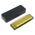 thumbnail image 6 of 10 Hole 10 Tone Key C Blues Harmonica for Beginner with Case, Stainless Steel Mouth Organ Gold Color, 6 of 7