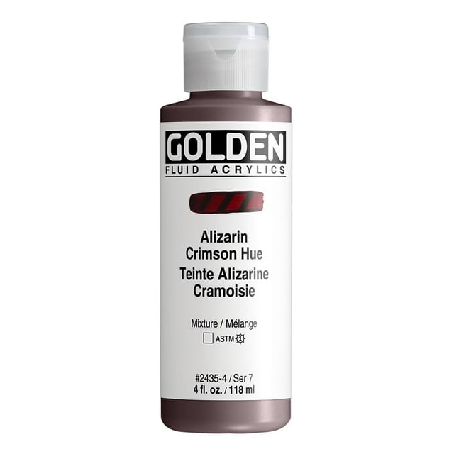 Acrílicos Fluidos De Golden Alizarin Crimson Hue 4 Fl. Onz. Botella Pintura Acrílica Profesional Transparente