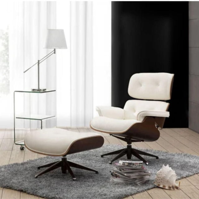 East Lounge Chair II and ottoman in White Color