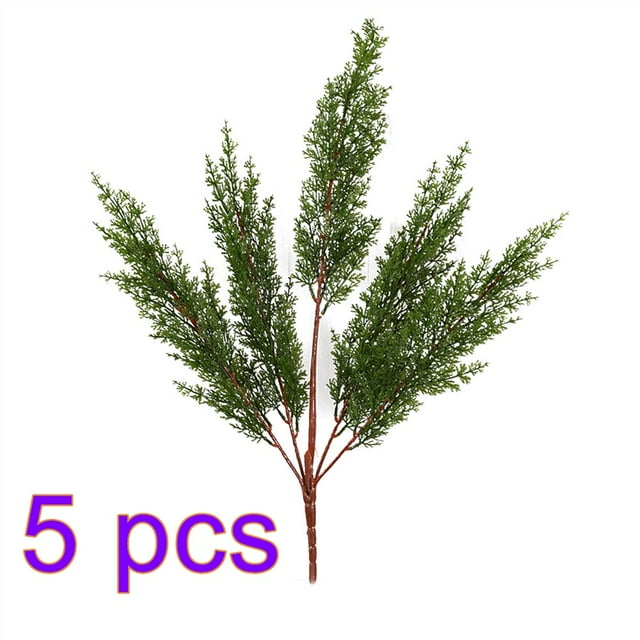 5 pcs 52cm 5 forks high quality plastic wire simulation cypress tree leaf Home Christmas Decoration