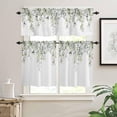 thumbnail image 2 of Kitchen Curtain Valance and Tiers Set Sage Green Eucalyptus Leaf 3 Pc Window Treatment Plant Leaves with Floral Pieces Rod Pocket for Small Windows Bedroom, 54 inx36 in, 2 of 6