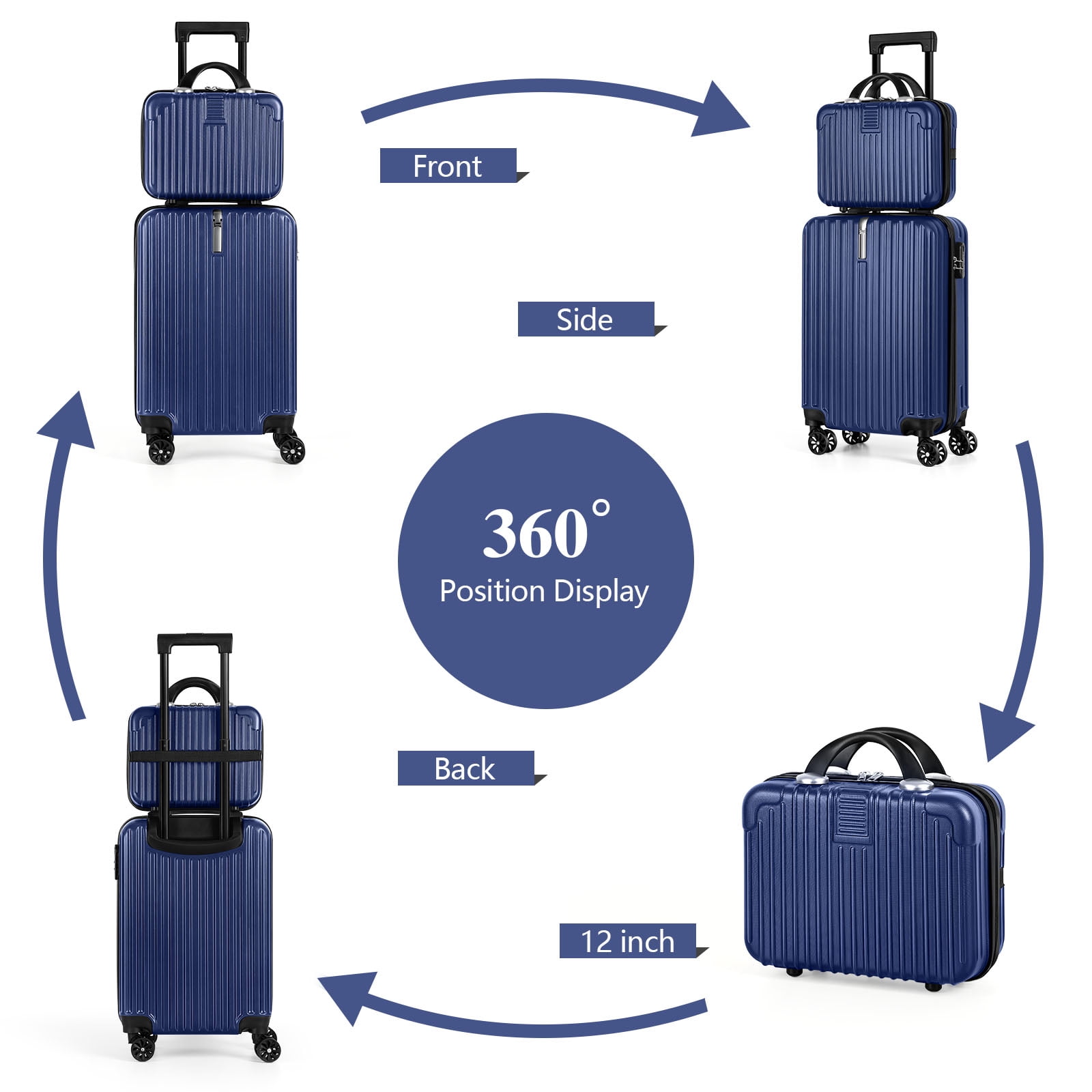 2-Piece Luggage Set  Carry On Suitcase with 14" Makeup Case