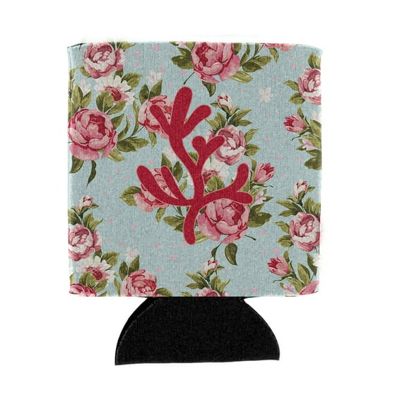 Carolines Treasures BB1103-RS-BU-CC Coral Shabby Chic Blue Roses Can or Bottle Hugger Blue Can Hugger multicolor