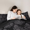 thumbnail image 4 of jejeloiu Dark Skull King Size Comforter Sets,Baroque Damask Comforters King Size For Adults,Gray Black,Black Reversible,3pcs,1 Comforter and 2 Pillowcases, 4 of 7