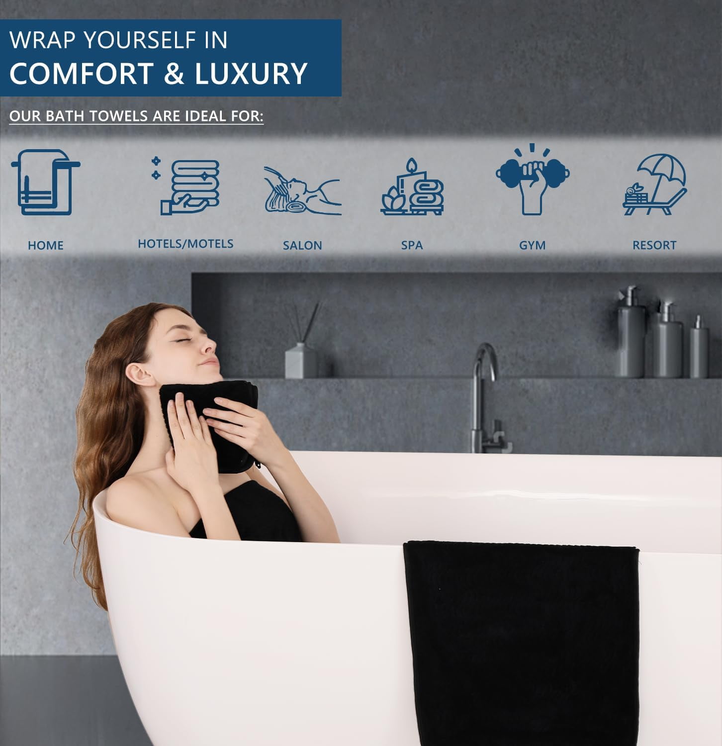 35x70 Inches Extra Large Bath Towels, Cotton Bathroom Towels, Super Soft and Absorbent - 4 Colors