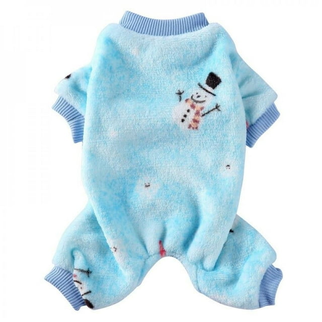 CNKOO Pet Christmas Outfits 4-legged Cartoon Pattern Dog Fleece Costume Small and Medium Cold Weather Jumpsuit Blue L