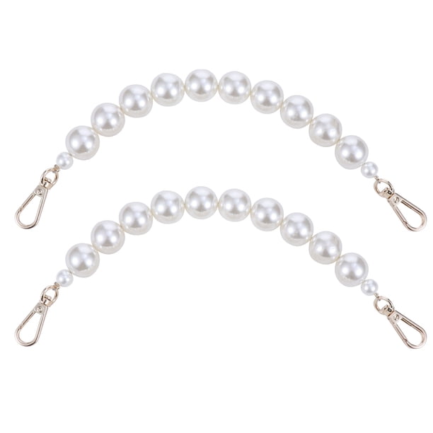 2 piezas 28 cm bolso de mano correa de perlas asa corta correa de cadena de repuesto asa de monedero