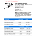 thumbnail image 2 of Front Left Window Regulator - Compatible with 2000 - 2004 Jeep Grand Cherokee Sport Utility 2001 2002 2003, 2 of 2