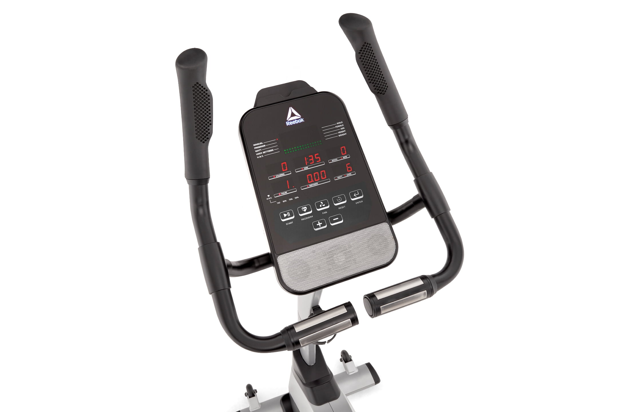 Reebok SL8.0 Exercise Bike, Indoor Upright Stationary Cycling, Cardio Exercise, bluetooth, 24 electronic resistance levels, 286 lbs Weight capacity