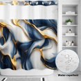 thumbnail image 2 of No Hook Shower Curtain, Navy Blue Marble Shower Curtains for Bathroom with See Through Top Window, Gold Modern Art Waterproof & Washable Bath Curtain Long 72"x78", 2 of 9