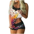 thumbnail image 2 of Women's Valentine's Day Lace Sleeveless Tank Top with Spliced Shorts Casual Pajama Set, 2 of 5