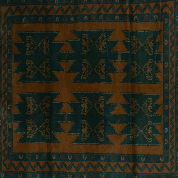 Ahgly Company Indoor Square Persian Turquoise Blue Traditional Area Rugs, 8' Square