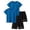 Blue, variant on Boys Clothing Set 4 Piece Outfits Summer Loose Athletic Short Sleeve T Shirts and Shorts Plain Workout Running Sets 5-14 Y