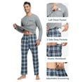 thumbnail image 5 of MoFiz Pjs Men's Pajama Sets Long Sleeve Top Checkered Pants Cozy Loungewear 2 Pieces, 5 of 7