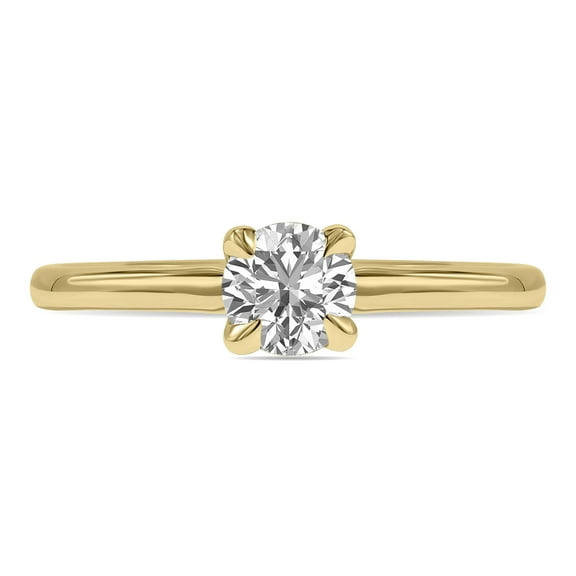 SZUL Women's Lab Grown 1/2 Carat Diamond Solitaire Ring in 14K Yellow Gold (F-G Color, VVS1-VVS2 Clarity)