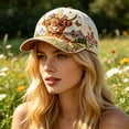 thumbnail image 3 of Lypsnake 2026 Garden Morning Baseball Cap - Highland Cow Wildflower Landscape Embroidered,Pink Cotton Curved Bill Cap With Adjustable Strap Head Accessory For Walking Daily Casual Wear, 3 of 5