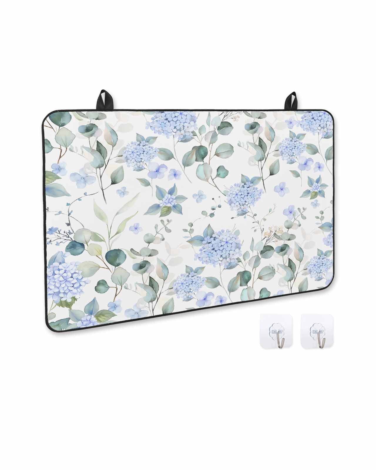 nqOlkjepod Large Induction Cooktop Protector Mat 24"x21", Blue Flower Stove Top Covers for Electric Stove, Sage Green Eucalyptus Leaf Farmhouse Country Stove Burner Cover Mats, Glass Top Stove Cover