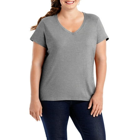 Hanes Women's Plus-Size X-temp Short Sleeve V-neck