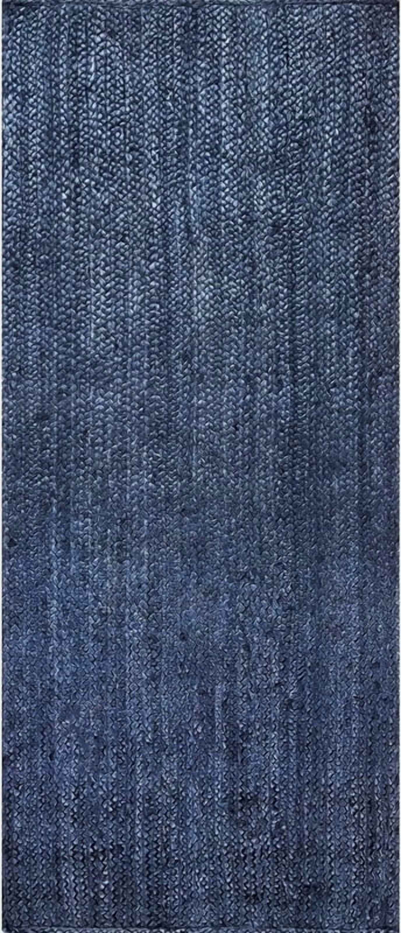 2.6x7 Ft Navy Blue Jute Area Rug | Handmade | Solid Farmhouse Design | Natural Jute Rug for Living Room | Dining Room | Bedroom | Kitchen | Hallway | Entryway