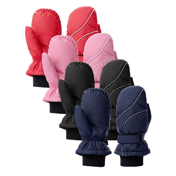 Deago 4 Pairs Kids Winter Gloves - Snow & Ski Waterproof Thermal Insulated Gloves for Boys Girls Toddler Children for Cold Weather (4 Color)