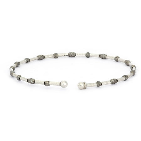 Giuliano Mameli Sterling Silver White and Black Rhodium-Plated Bracelet with Round and Oval Faceted Beads