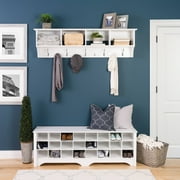 Prepac White Hall Bench with Storage and Seating: 24-Shoe Cubby Bench, Ideal White Shoe Rack for Entryway, Sized 15.5 D x 60 W x 20.25 H